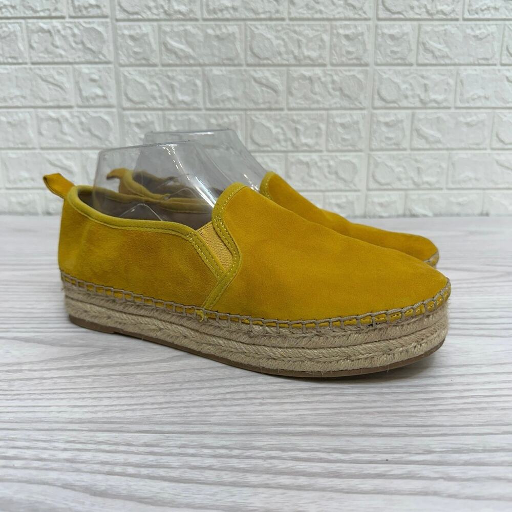 Sam Edelman Carrin Platform Espadrilles Loafers Womens US9M Yellow Leather Shoes